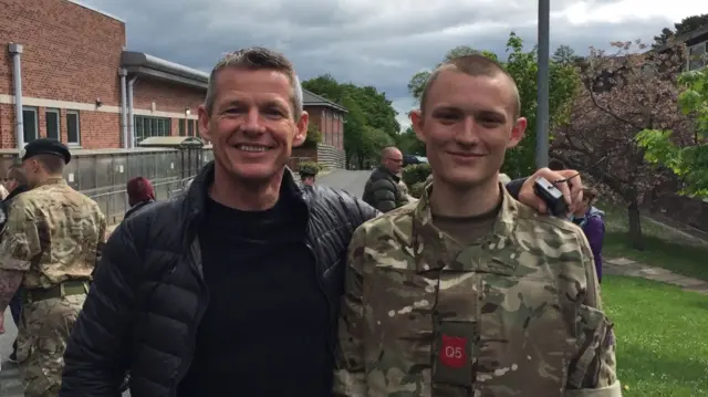 Former British soldier Jordan Gatley, who was killed fighting in Ukraine, with his father, Dean Gatley