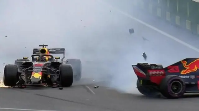 Daniel Ricciardo and Max Verstappen crash in Baku in 2018