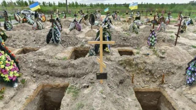 Graves in Bucha near Kyiv, 15 May 2022