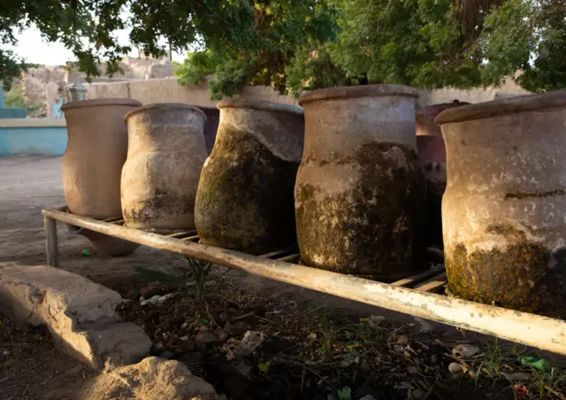 Pots containing drinking water in Sudan.