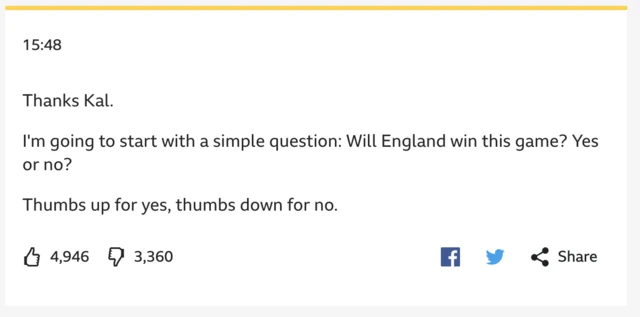 BBC Sport vote for if England can win