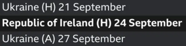 Scotland fixtures