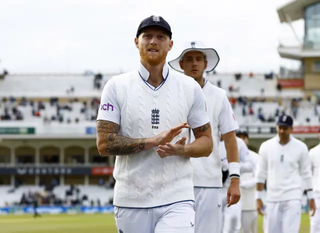 England captain Ben Stokes walks off at Trent Bridge