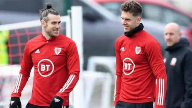 Bale and Rodon in Wales training