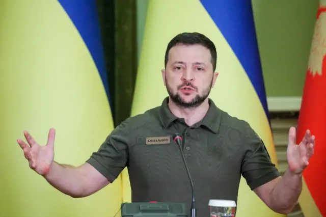President Zelensky pictured earlier on Wednesday