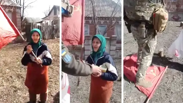 These stills from the viral video show Babushka Z's encounter