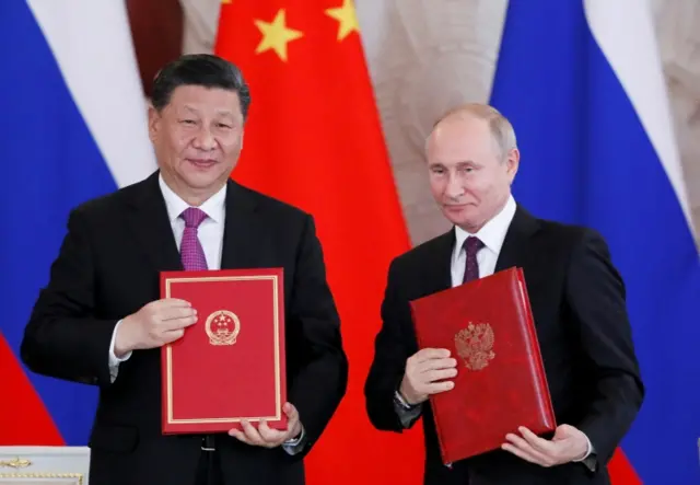 Russian President Vladimir Putin and Chinese President Xi Jinping in Moscow, 2019