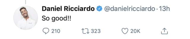 Daniel Ricciardo tweet in response to the Australian Grand Prix announcement