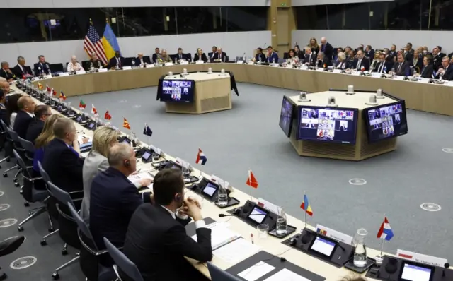 Nato defence ministers on day one of their meeting in Brussels yesterday
