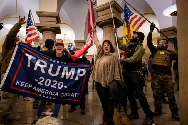 Rioters in the Capitol on 6 January