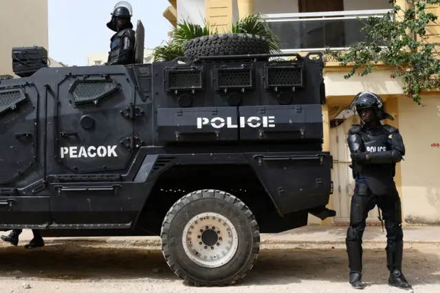 A police vehicle outside Ousmane Sonko's house - 17 June 2022