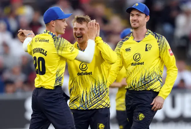 Durham celebrate a wicket