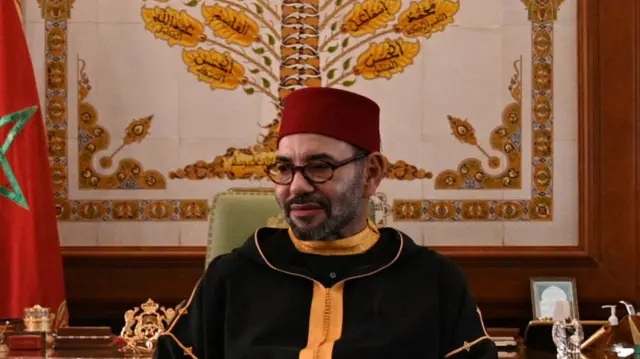 Moroccan King Mohammed VI at the Royal Palace in Rabat, Morocco, April 7, 2022.