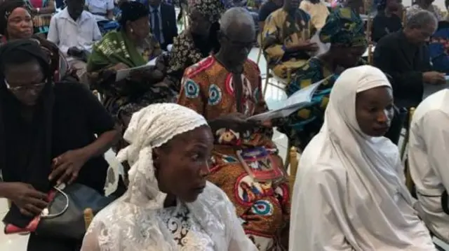 People attending the funeral in Owo, Nigeria