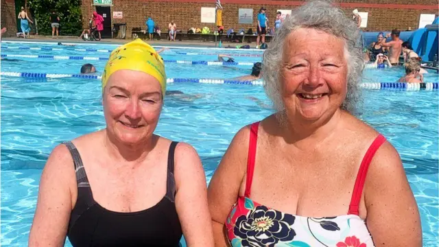 Ladies take to the cooling waters at Parliament Hill Lido