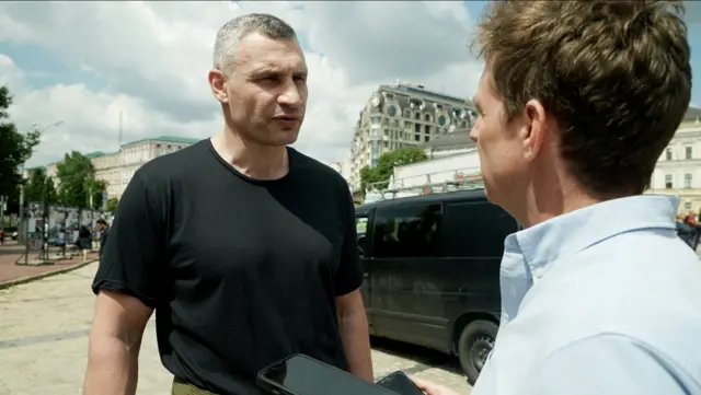 Lyiv's Mayor Vitali Klitschko speaks with Nick Beake