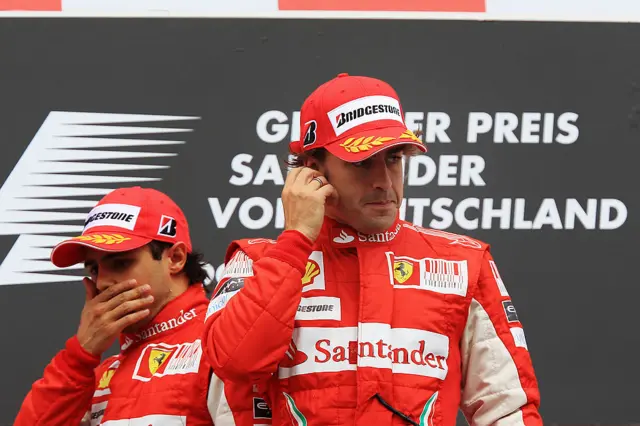 Felipe Massa and Fernando Alonso on the grid in Germany in 2010