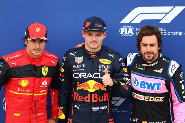 Carlos Sainz, Max Verstappen and Fernando Alonso