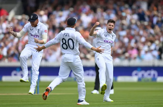 Potts celebrates wicket