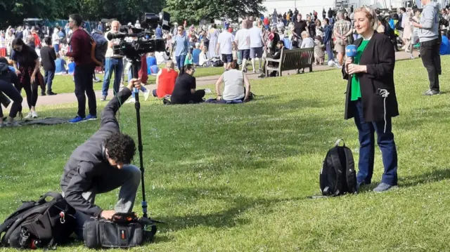 Spanish reporter Almudena Ruiz-Ruano sets up as the world's press descend on London for the Jubilee