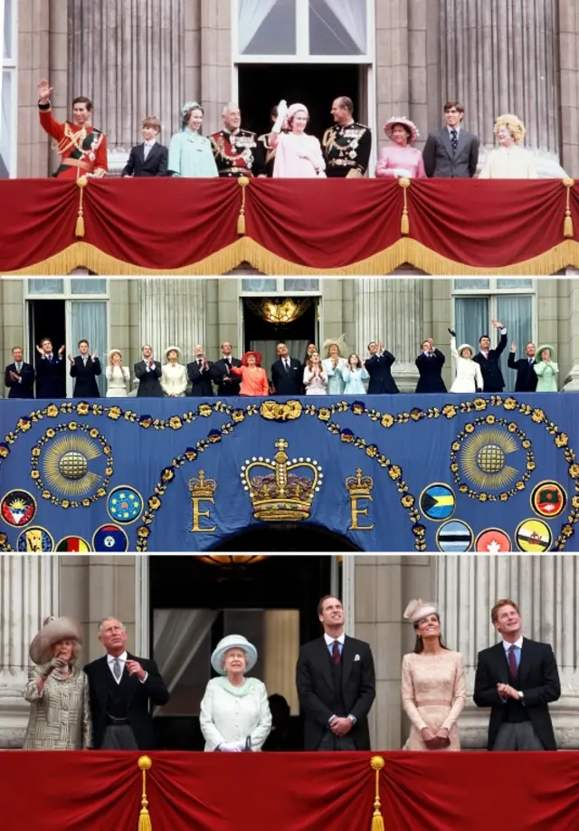 The Royal Family's Jubilee appearances on the balcony - in 1977, 2002 and 2012