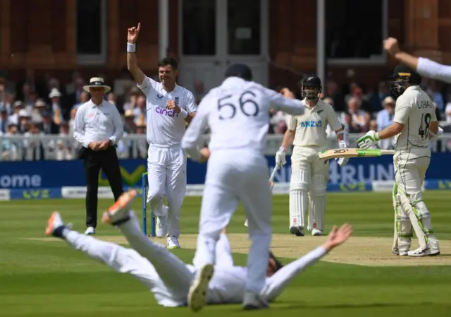 Bairstow and Anderson celebrate