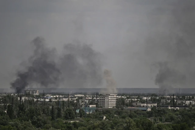 Smoke rises over the city of Severodonetsk, eastern Ukraine. Photo: May 2022