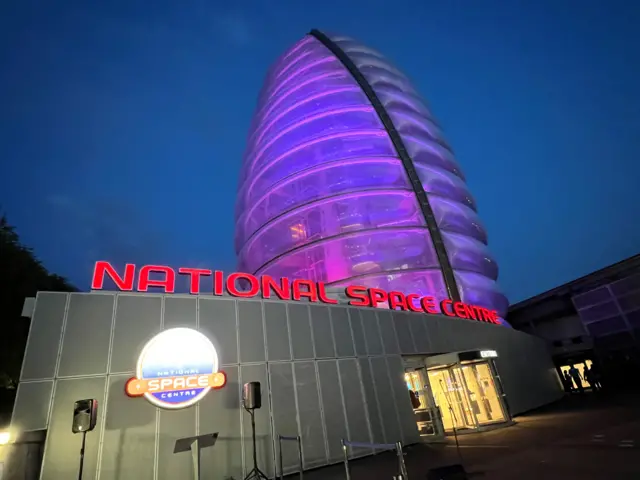 The National Space Centre lit purple