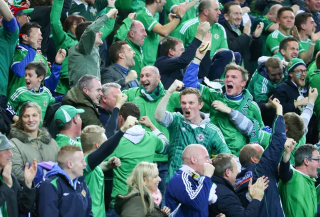 Northern Ireland fans celebrate a goal