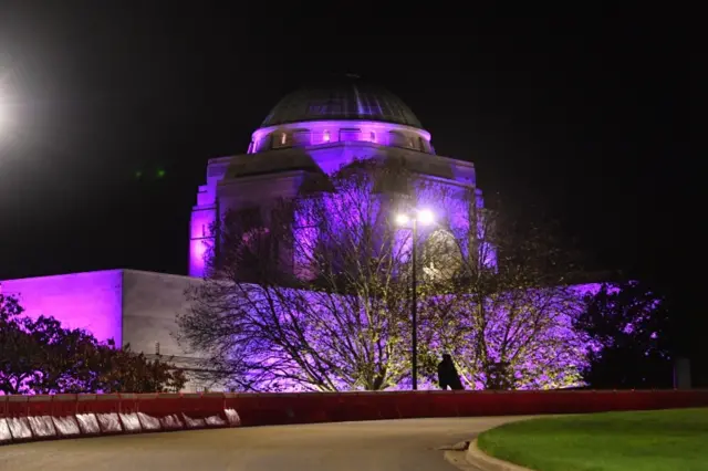 Australian war memorial in Canberra illuminated to mark Queen's Platinum Jubilee