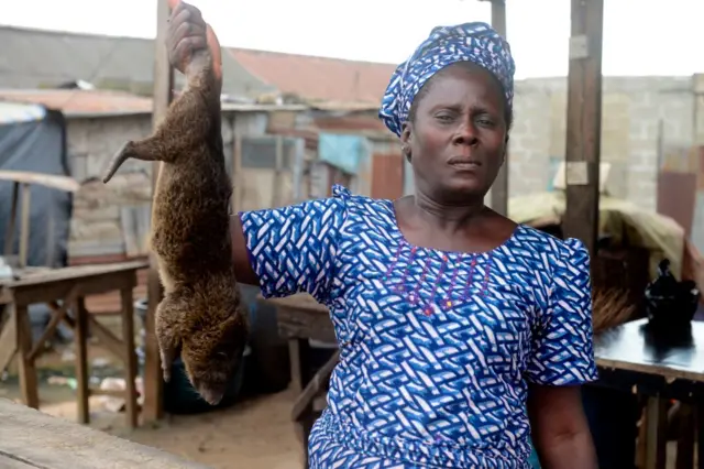 A bushmeat seller in Nigeria