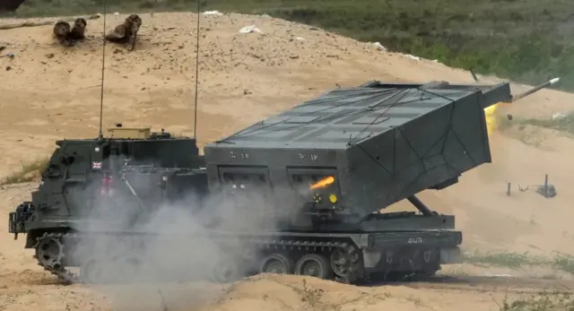 British MLRS rockets being fired on exercises in Latvia, 23 May 22