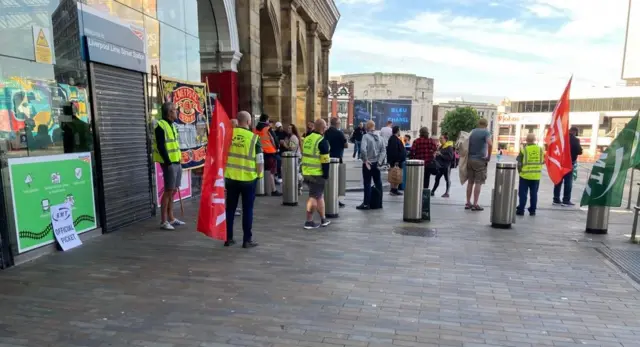 Picket line outside Liverpool Lime Street