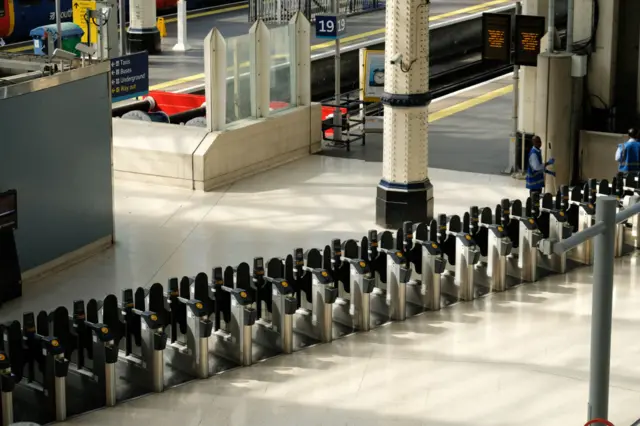 London's Waterloo station is pictured deserted on Tuesday morning