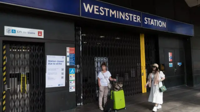 The entrance to Westminster Tube station