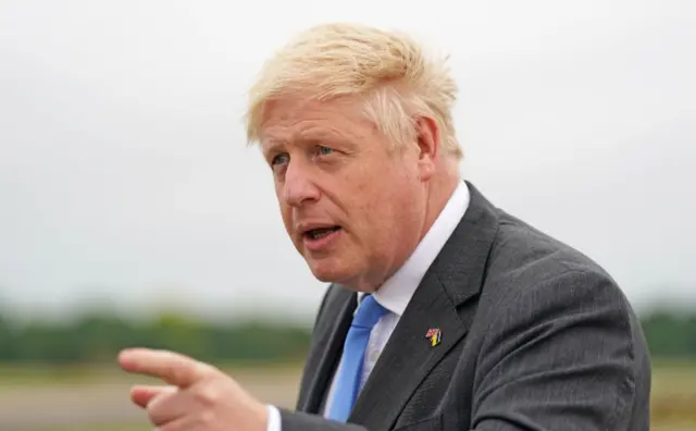 Prime Minister Boris Johnson, at RAF Brize Norton, on 18 June