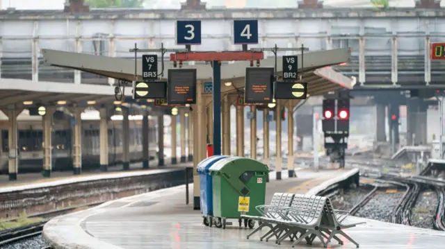 A view of empty tracks at Victoria station