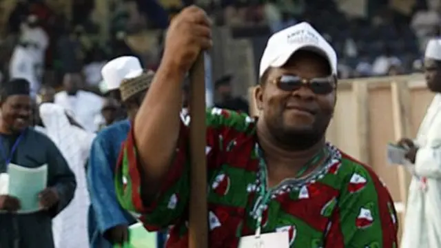 Nelson Achukwu leaves after casting his vote during the presidential primary of the People's Democratic Party, at the Eagle Square venue of the convention in Abuja 16 December, 2006.