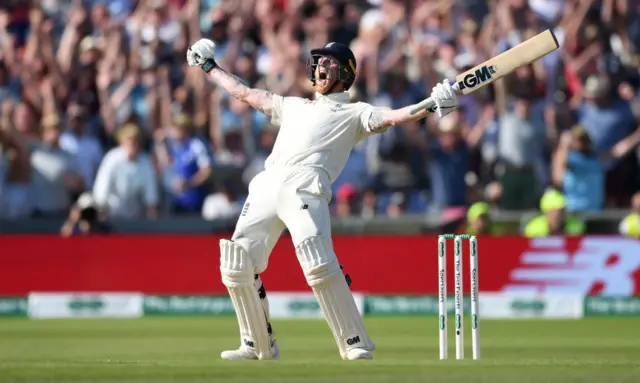 Ben Stokes celebating his win against Australia at Headingley in 2019