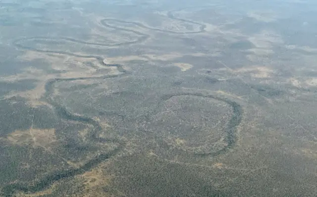 An aerial view shows river Shabelle River in lower Shabelle Region of Somalia, March 13, 2022.