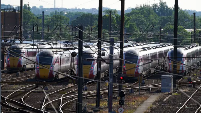 Trains sit in sidings at Heaton Depot in Newcastle