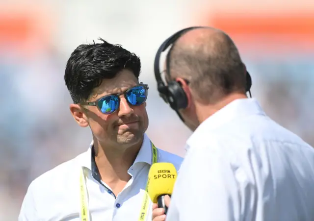 Alastair Cook being interview by Jonathan Agnew