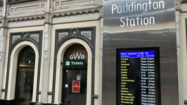 Paddington station train announcements board