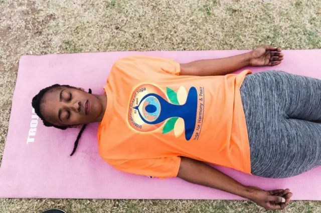 Woman on a yoga mat