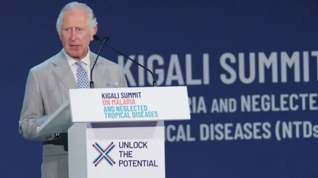 Prince Charles at the summit on Malaria and Neglected Tropical Diseases in Kigali, Rwanda.