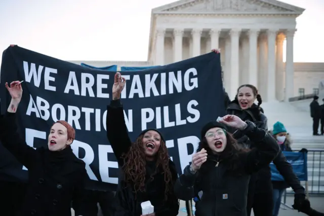 Pro-choice demonstration outside the Supreme Court