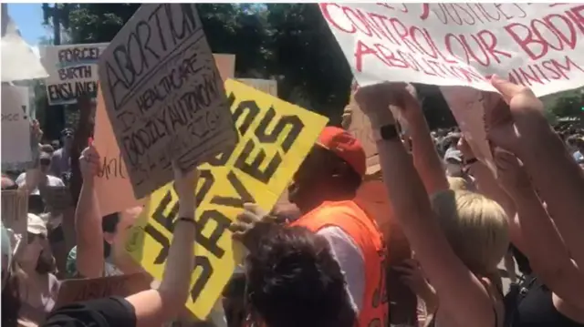 Screengrab from protests outside the Supreme Court on Saturday