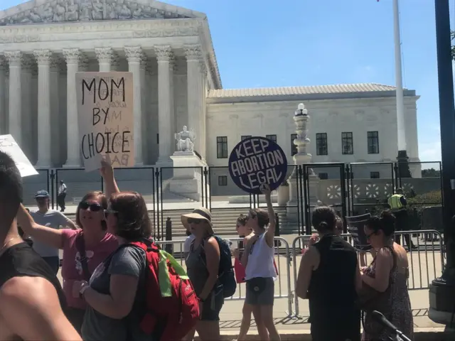 Pro-choice protesters outside the Supreme Court