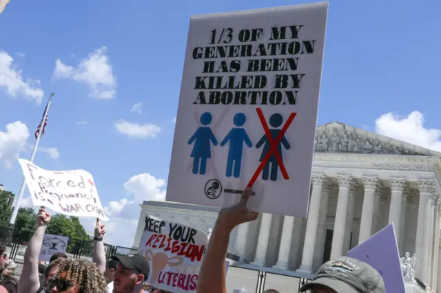 Anti-abortion protesters outside the Supreme Court