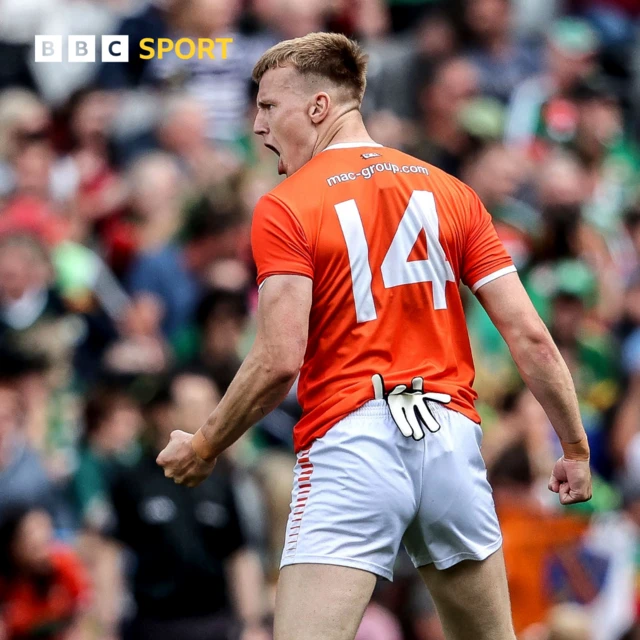 Rian O'Neill celebrates after scoring a point to level the game and bring it in to extra time